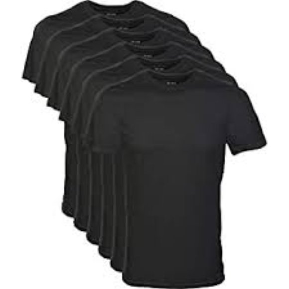 Gildan Men's Crew T-Shirt Multipack, Black 6 Pack